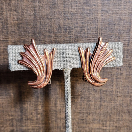 1950s Renoir Copper Fan Earrings
