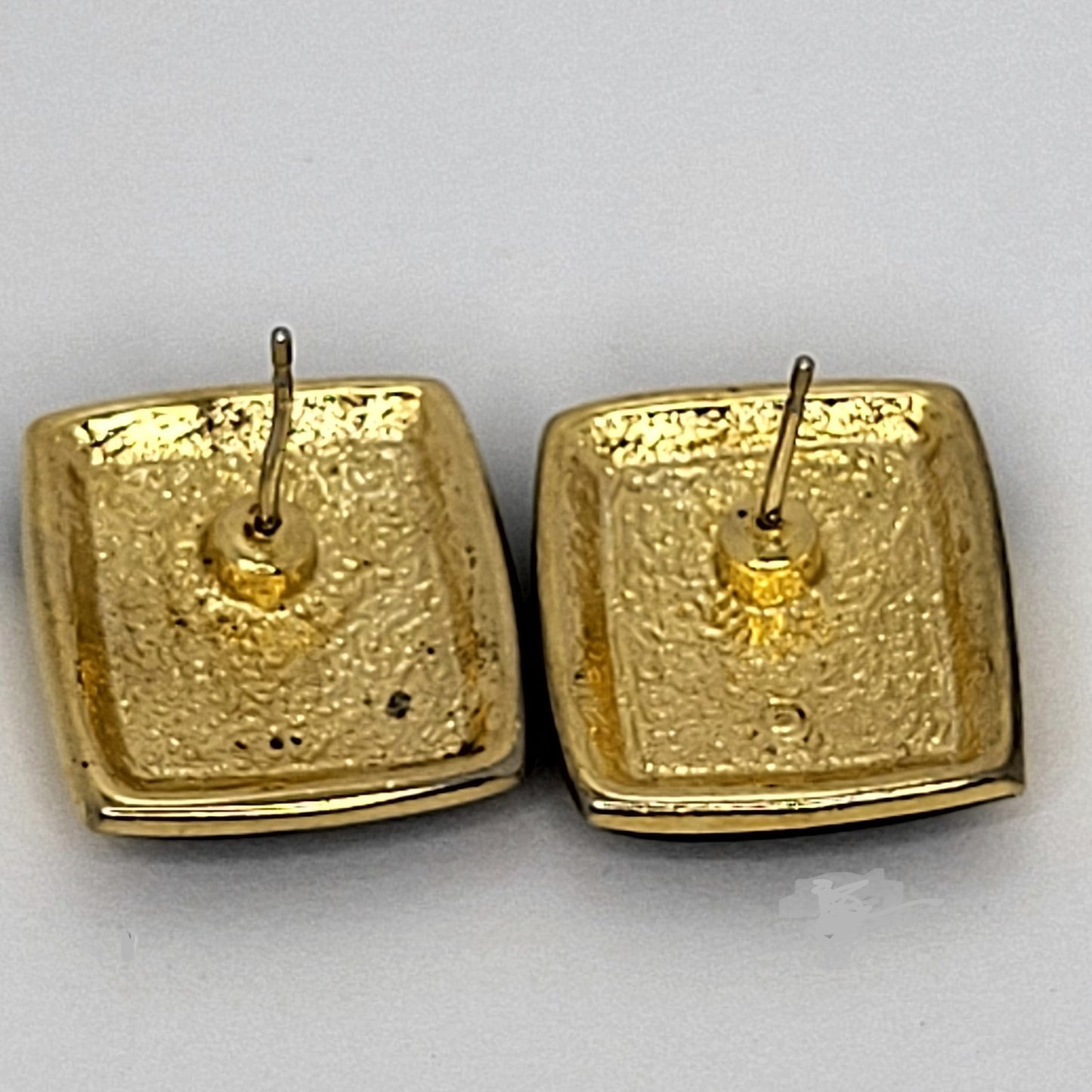 1980s Black and Gold Square Earrings